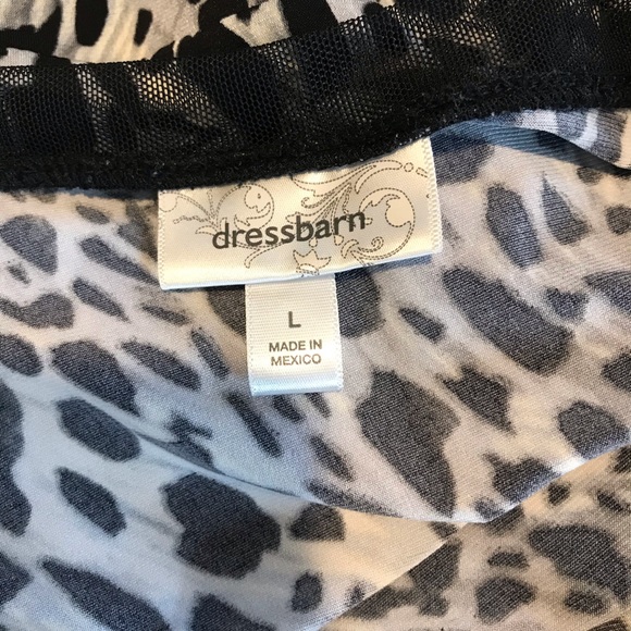 Dressbarn Leopard Short Sleeve Shirt Blouse Gray L - Picture 6 of 7